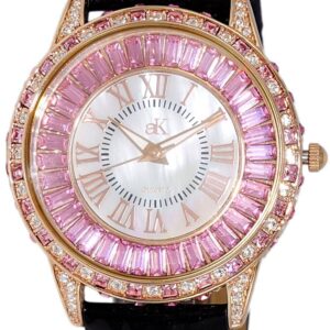 Adee Kaye Marquee Collection Crystal Accents White Mother Of Pearl Dial Quartz AK2425-LRGOK Women's Watch