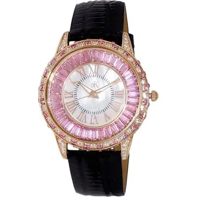 Adee Kaye Marquee Collection Crystal Accents White Mother Of Pearl Dial Quartz AK2425-LRGOK Women's Watch