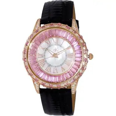 Adee Kaye Marquee Collection Crystal Accents White Mother Of Pearl Dial Quartz AK2425-LRGOK Women's Watch
