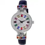 Adee Kaye Mondo G-3 Collection Crystal Accents Multi-Color Austrian Stone Dial Quartz AK2522-LCBU Women's Watch