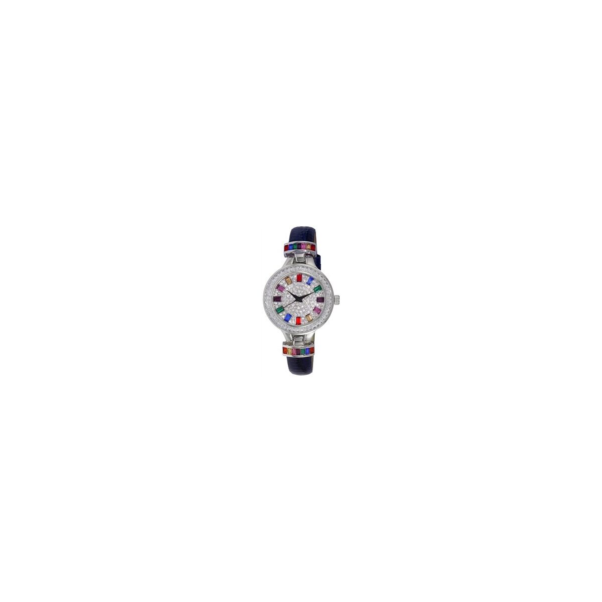 Adee Kaye Mondo G-3 Collection Crystal Accents Multi-Color Austrian Stone Dial Quartz AK2522-LCBU Women's Watch
