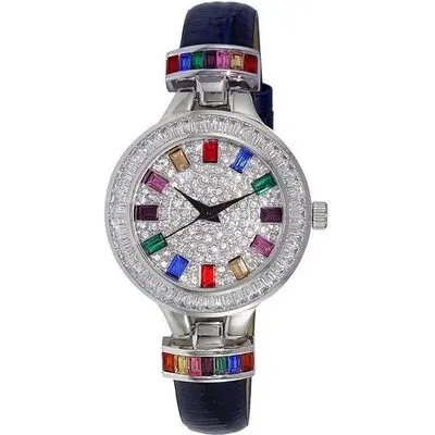 Adee Kaye Mondo G-3 Collection Crystal Accents Multi-Color Austrian Stone Dial Quartz AK2522-LCBU Women's Watch