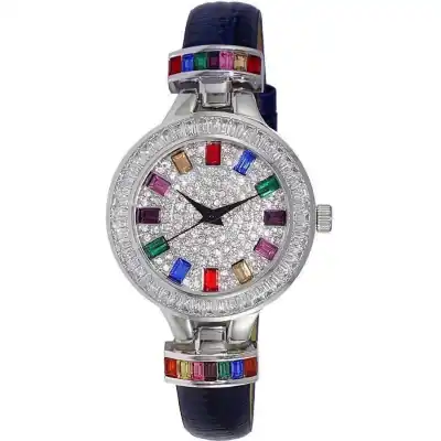 Adee Kaye Mondo G-3 Collection Crystal Accents Multi-Color Austrian Stone Dial Quartz AK2522-LCBU Women's Watch