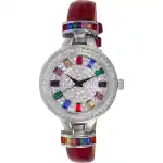 Adee Kaye Gems Collection Crystal Accents Multi-Color Austrian Stone Dial Quartz AK2522-LCRD Women's Watch