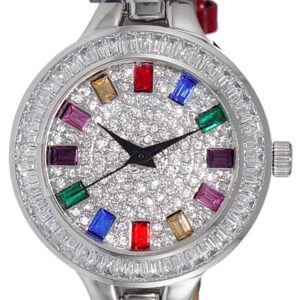 Adee Kaye Gems Collection Crystal Accents Multi-Color Austrian Stone Dial Quartz AK2522-LCRD Women's Watch
