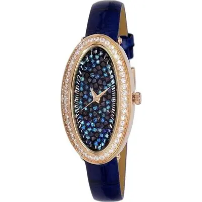 Adee Kaye Aura Collection Crystal Accents Blue Dial Quartz AK2523-LR GBU Women's Watch