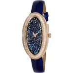 Adee Kaye Aura Collection Crystal Accents Blue Dial Quartz AK2523-LR GBU Women's Watch