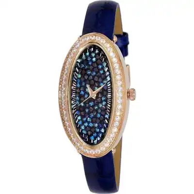 Adee Kaye Aura Collection Crystal Accents Blue Dial Quartz AK2523-LR GBU Women's Watch