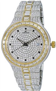 Adee Kaye Fussy Mid-S Collection Crystal Accents Pave Dial Quartz AK2525-M2G Women's Watch