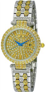 Adee Kaye Finess Collection Crystal Accents Gold Tone Dial Quartz AK2526-L2G Women's Watch