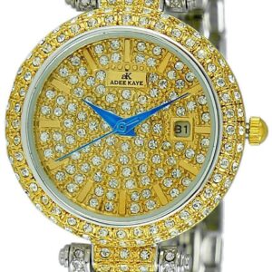 Adee Kaye Finess Collection Crystal Accents Gold Tone Dial Quartz AK2526-L2G Women's Watch