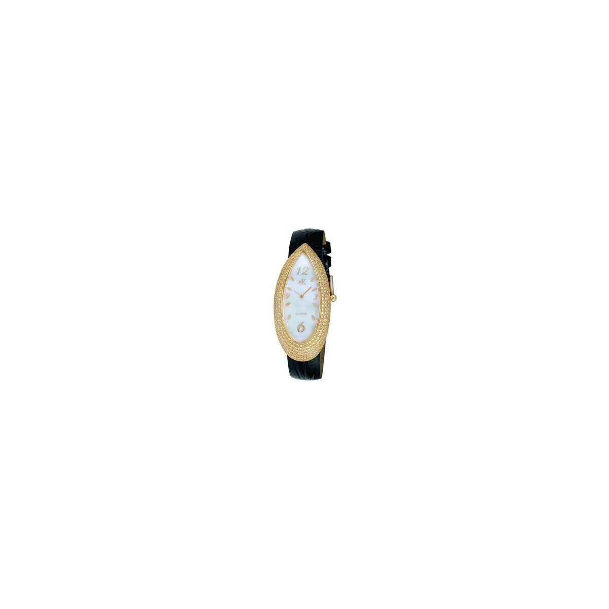 Adee Kaye Pear Collection Crystal Accents White Mother Of Pearl Dial Quartz AK2527-LG Women's Watch
