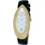 Adee Kaye Pear Collection Crystal Accents White Mother Of Pearl Dial Quartz AK2527-LG Women's Watch