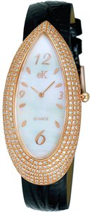 Adee Kaye Pear Collection Crystal Accents White Mother Of Pearl Dial Quartz AK2527-LRG Women's Watch