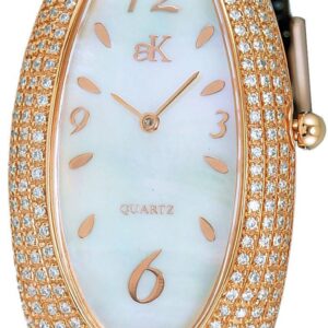 Adee Kaye Pear Collection Crystal Accents White Mother Of Pearl Dial Quartz AK2527-LRG Women's Watch