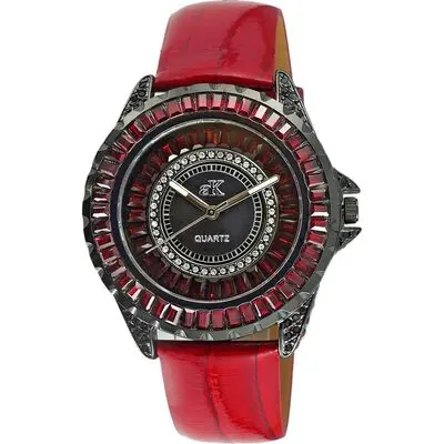 Adee Kaye Mondo G-3 Collection Crystal Accents Sunray Brass Rhodium Plated Dial Quartz AK2727-B Women's Watch