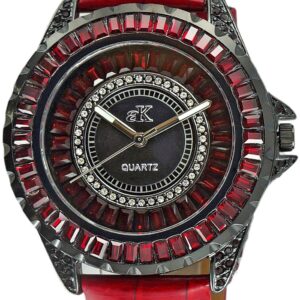 Adee Kaye Mondo G-3 Collection Crystal Accents Sunray Brass Rhodium Plated Dial Quartz AK2727-B Women's Watch