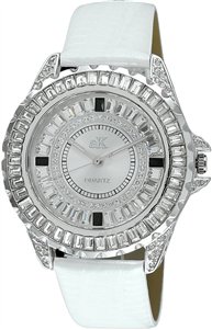 Adee Kaye Mondo G-3 Collection Crystal Accents Silver Brass Rhodium Plated Dial Quartz AK2727-S Women's Watch
