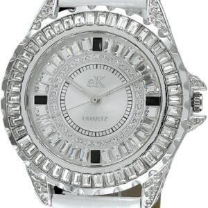 Adee Kaye Mondo G-3 Collection Crystal Accents Silver Brass Rhodium Plated Dial Quartz AK2727-S Women's Watch