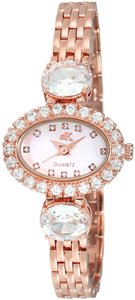 Adee Kaye Fancy Collection Crystal Accents Mother Of Pearl Dial Quartz AK2730-R Women's Watch
