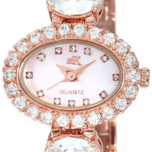 Adee Kaye Fancy Collection Crystal Accents Mother Of Pearl Dial Quartz AK2730-R Women's Watch