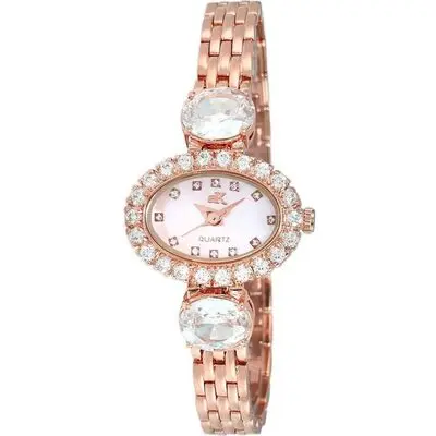 Adee Kaye Fancy Collection Crystal Accents Mother Of Pearl Dial Quartz AK2730-R Women's Watch