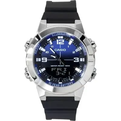 Casio Analog Digital Combination Resin Strap Blue Dial Quartz AMW-870A-2AV Men's Watch