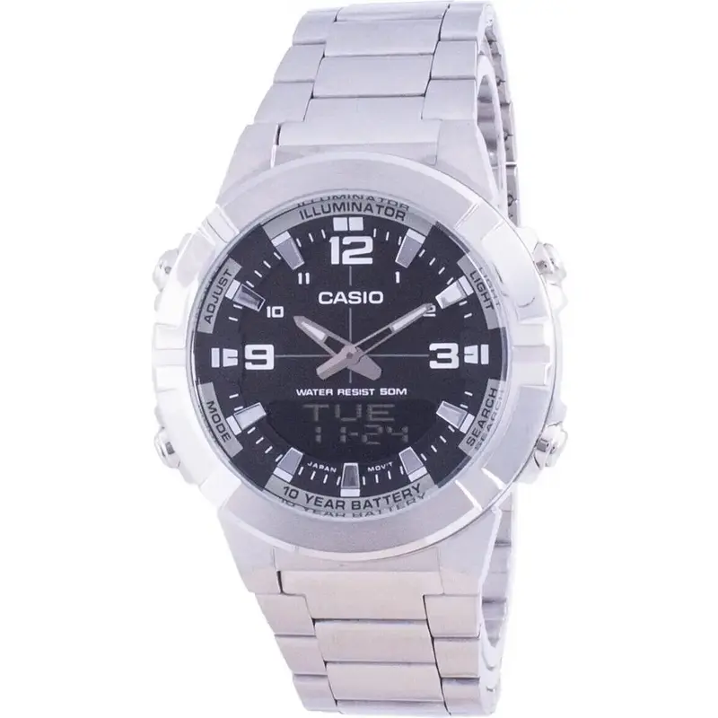 Casio Analog Digital World Time Stainless Steel Amw-870d-1a Amw870d-1 Men's Watch
