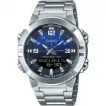 Casio Analog Digital Combination Stainless Steel Blue Dial Quartz AMW-870DA-2A1V Men's Watch