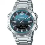 Casio Analog Digital Combination Stainless Steel Light Blue Dial Quartz AMW-870DA-2A2V Men's Watch