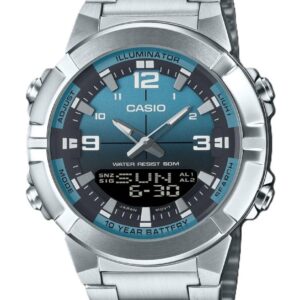 Casio Analog Digital Combination Stainless Steel Light Blue Dial Quartz AMW-870DA-2A2V Men's Watch