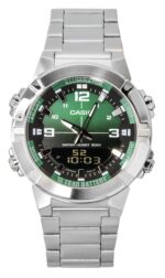 Casio Analog Digital Combination Stainless Steel Green Dial Quartz AMW-870DA-3AV Men's Watch