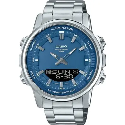 Casio Analog Digital Combination Stainless Steel Blue Dial Quartz AMW-880D-2A1V Men's Watch