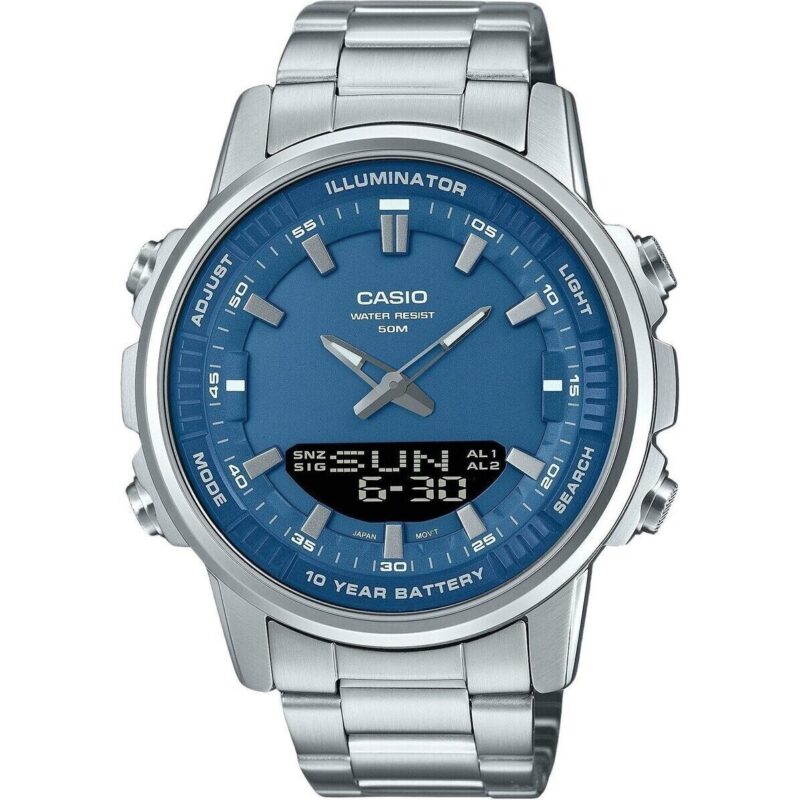 Casio Analog Digital Combination Stainless Steel Blue Dial Quartz AMW-880D-2A1V Men's Watch