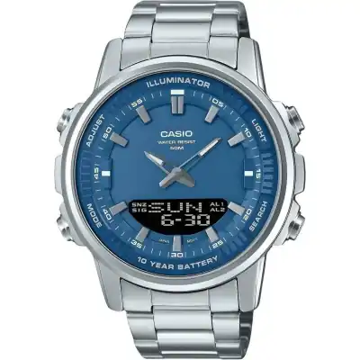 Casio Analog Digital Combination Stainless Steel Blue Dial Quartz AMW-880D-2A1V Men's Watch