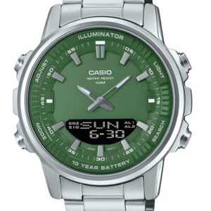 Casio Analog Digital Stainless Steel Green Dial Quartz AMW-880D-3AV Men's Watch