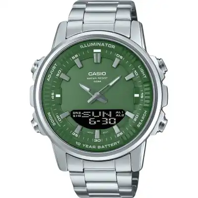 Casio Analog Digital Stainless Steel Green Dial Quartz AMW-880D-3AV Men's Watch