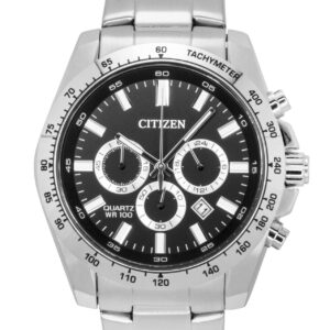 Citizen Chronograph Stainless Steel Black Dial Quartz AN8230-59E 100M Men's Watch