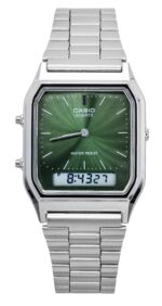 Casio Vintage Analog Digital Green Dial Dual Time Quartz AQ-230A-3AMQY Unisex Watch
