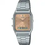 Casio Vintage Analog Digital Light Copper Dial Dual time Quartz AQ-230A-4AMQY Unisex Watch
