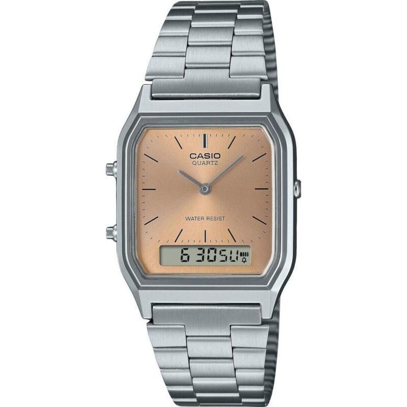 Casio Vintage Analog Digital Light Copper Dial Dual time Quartz AQ-230A-4AMQY Unisex Watch
