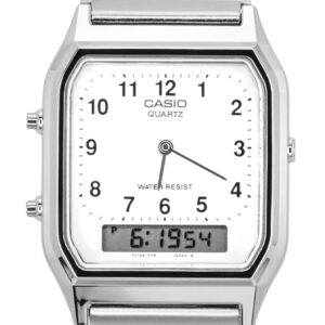 Casio Vintage Dual Time Analog Digital Quartz AQ-230A-7BMQ AQ230A-7BMQ Unisex Watch