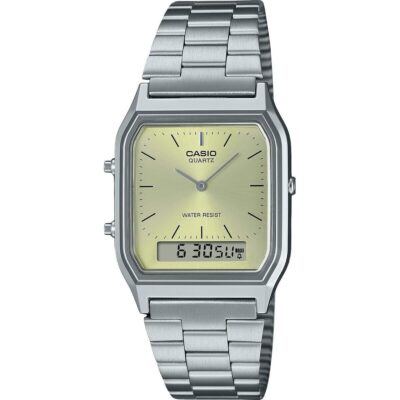 Casio Vintage Analog Digital Light Champagne Dial Quartz AQ-230A-9AMQY Unisex Watch