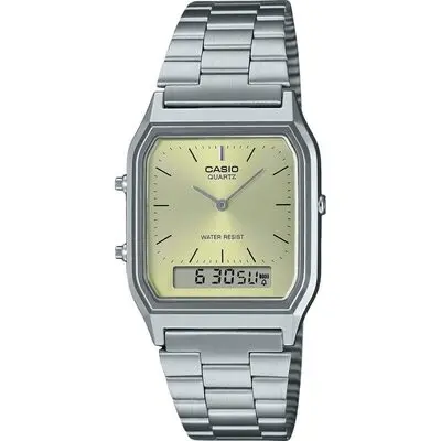 Casio Vintage Analog Digital Light Champagne Dial Quartz AQ-230A-9AMQY Unisex Watch