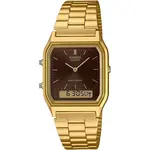 Casio Vintage Analog Digital Gold Tone Stainless Steel Brown Dial Quartz AQ-230GA-5A Unisex Watch