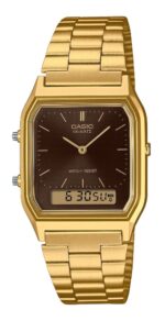 Casio Vintage Analog Digital Gold Tone Stainless Steel Brown Dial Quartz AQ-230GA-5A Unisex Watch