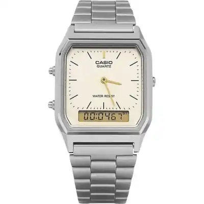 Casio Vintage Analog Digital Gray Ion Plated Quartz AQ-230GG-9A Men's Watch