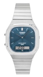 Casio Vintage Analog Digital Stainless Steel Sky Blue Dial Quartz AQ-240E-3A Unisex Watch