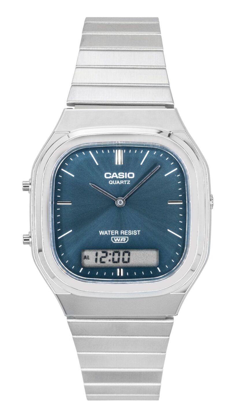 Casio Vintage Analog Digital Stainless Steel Sky Blue Dial Quartz AQ-240E-3A Unisex Watch