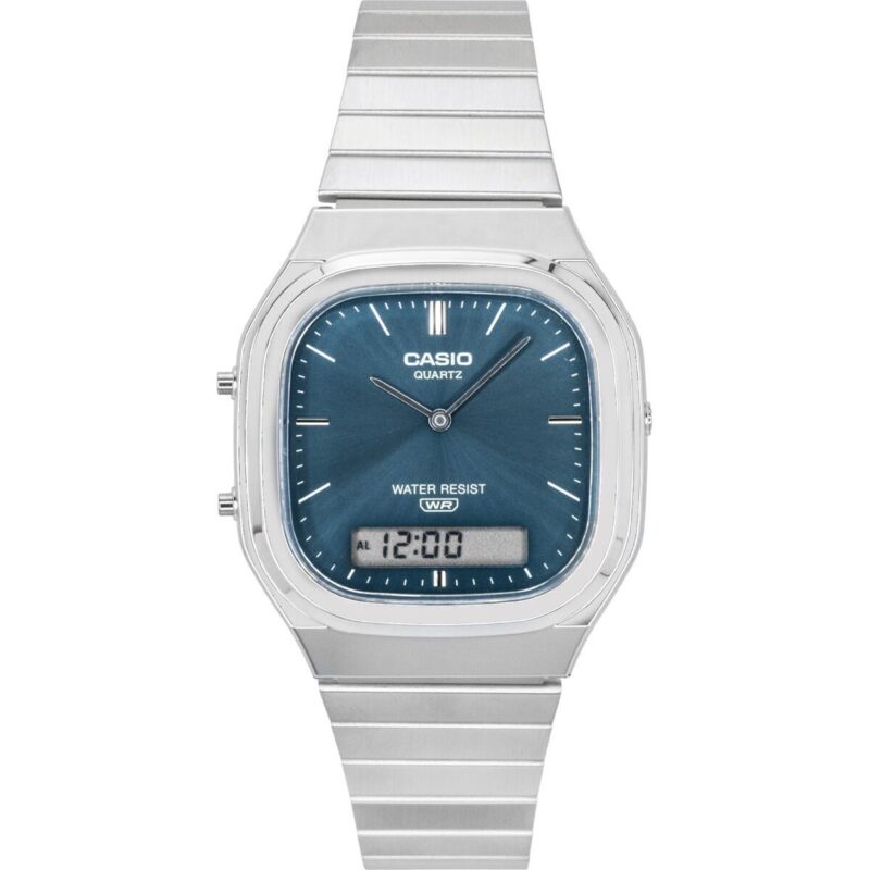 Casio Vintage Analog Digital Stainless Steel Sky Blue Dial Quartz AQ-240E-3A Unisex Watch